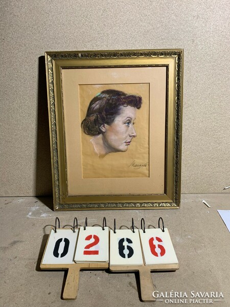 Mangold sign with art deco female portrait, 55 x 45 cm. 0266