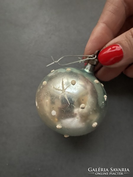 Old Christmas tree ornament sphere, shiny, transparent, hair-thin glass ornament