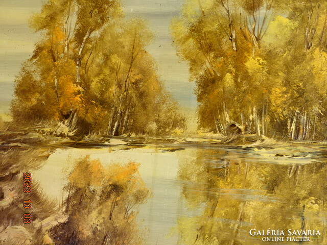 László Bubelényi (Ungvár 1953 - 2018): waterside reflection (trees in autumn colors) 1997