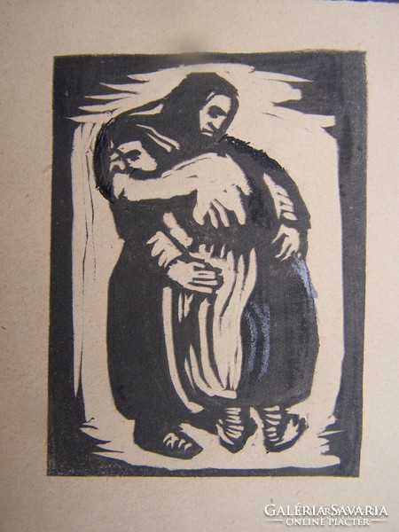 Hungarian artist, xx: beginning of the century: comfort linocut, paper, 9 x 6.5 cm unmarked