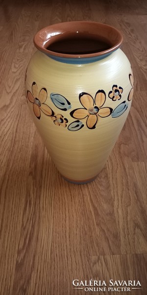 Hódmezővásárhelyi kézzel festett kerámia váza 31cm