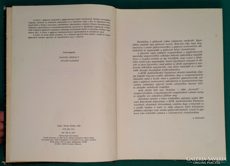 Zoltán Ternai: the car (with appendix) 1965 edition - technical > mechanical engineering