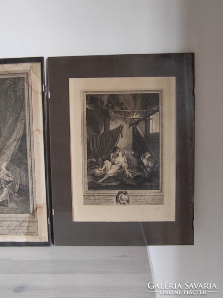 Erotic French etching copy of an over 100 year old book illustrations reframed