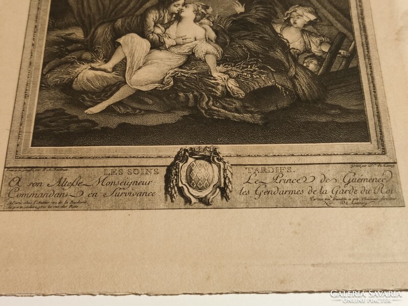 Erotic French etching copy of an over 100 year old book illustrations reframed