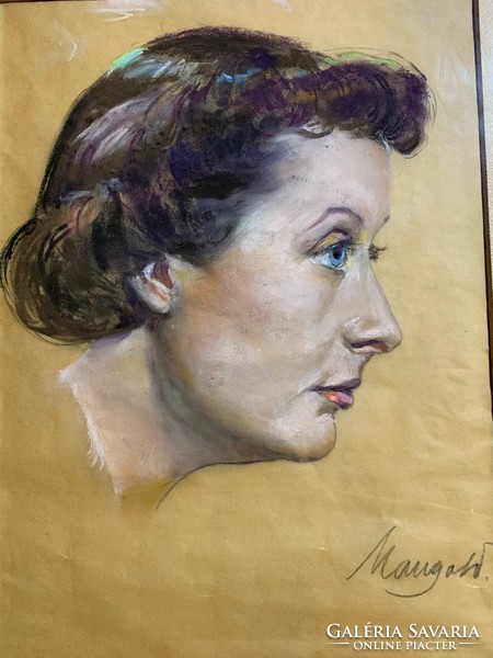 Mangold szignóval art deco női portré, 55 x 45 cm-es. 0266