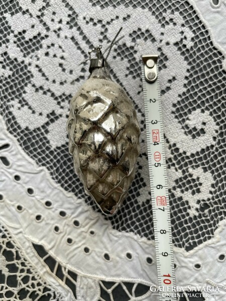 Old Christmas tree decoration cone, shiny, transparent, hair-thin glass decoration
