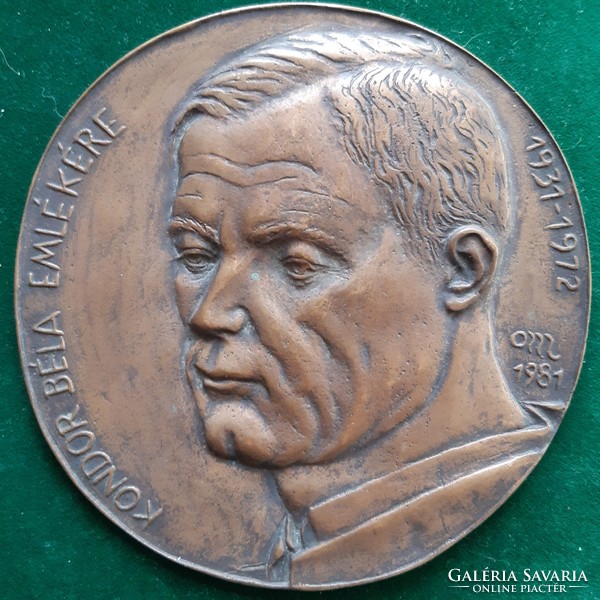 Osváth Mária: Kondor Béla, 1981, bronz érem, plakett, dombormű