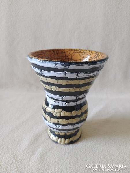 Gorka - vase with striped decor, flawless, marked, 15 x 12 cm