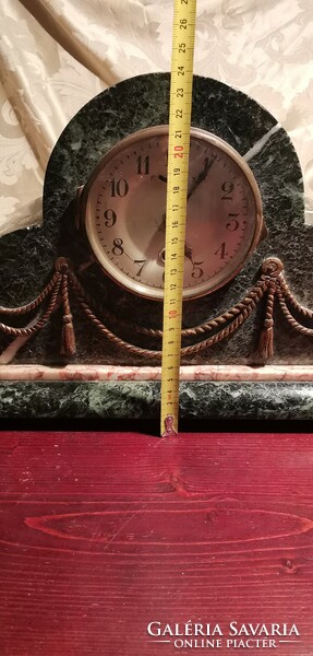 Old French marble mantel clock with candle holders