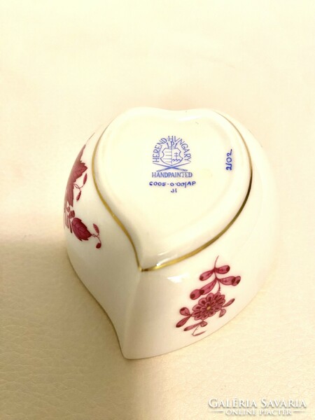 Herend heart-shaped bonbonnier/jewelry holder with Appony pattern
