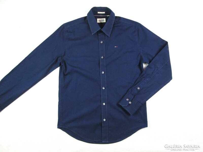 Original tommy hilfiger (s) elegant night navy long sleeve men's elastic shirt