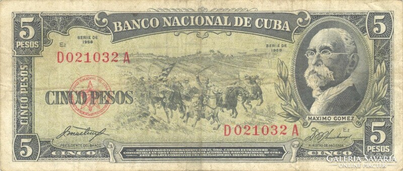 5 peso pesos 1958 Kuba