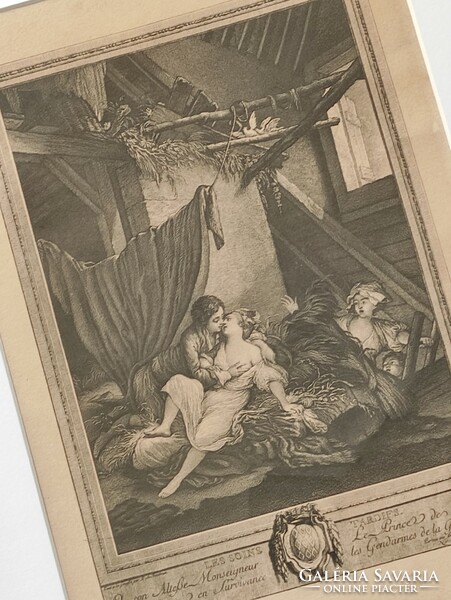 Erotikus francia rézkarc másolat egy több mint 100 éves könyv illusztrációi újra keretezve