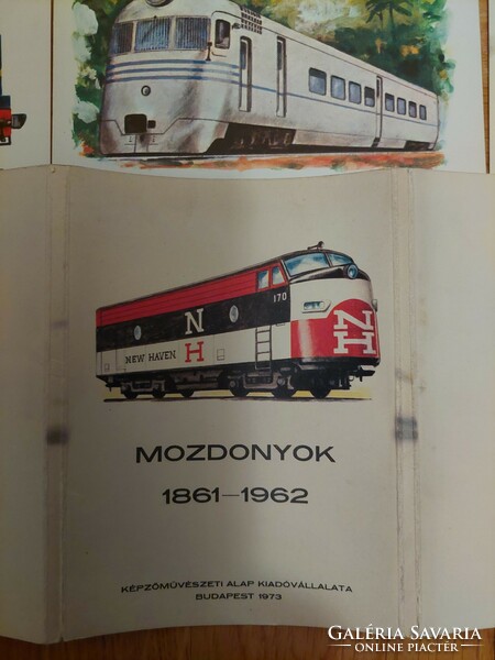 Mozdonyok 1861-1962 képeslap sorozat, postatiszta, képzőművészeti alap  (Akár INGYENES szállítással)
