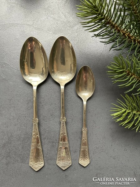 Beautifully patterned nickel silver spoons together