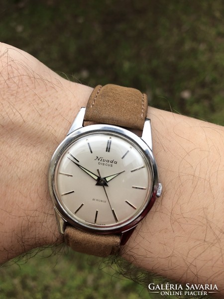 Nivada discus steel case watch in original condition, 1960s