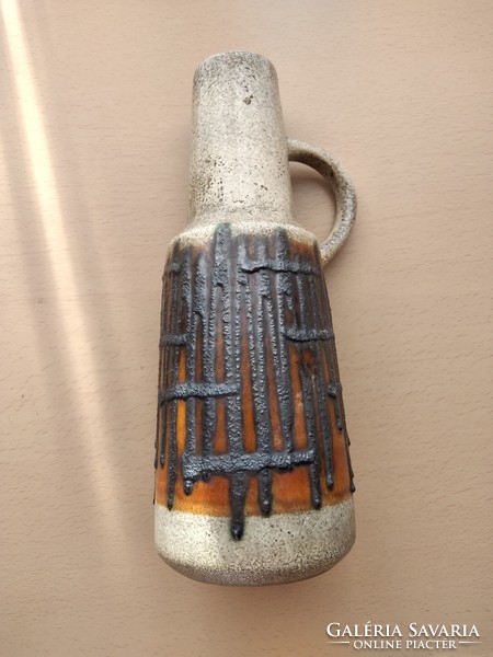 Retro, glazed, handled ceramic vase