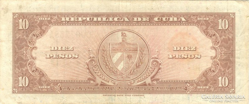 10 Peso pesos 1960 cuba 2.