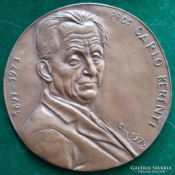 Mária Osváth: classical philologist Károly Kerényi, 1979, Bronze medal, plaque, relief