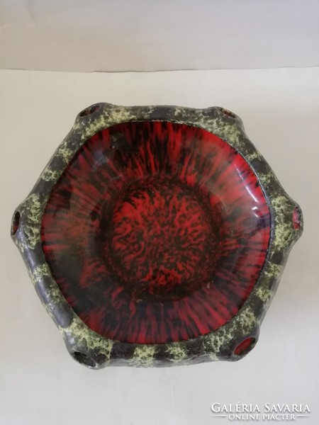 Applied art hexagonal centerpiece, serving or pot, flawless, 25 cm