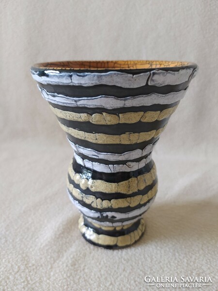 Gorka - vase with striped decor, flawless, marked, 15 x 12 cm