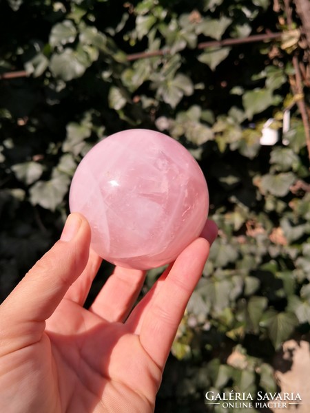 Large rose quartz crystal, mineral sphere