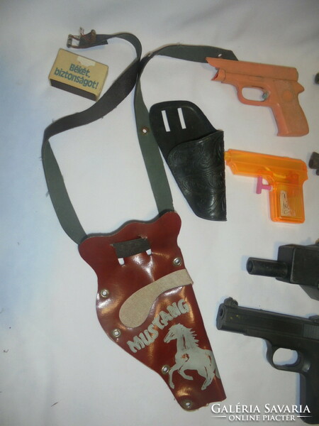 Retro toy pistols, holders - together - found condition, for repair, replacement
