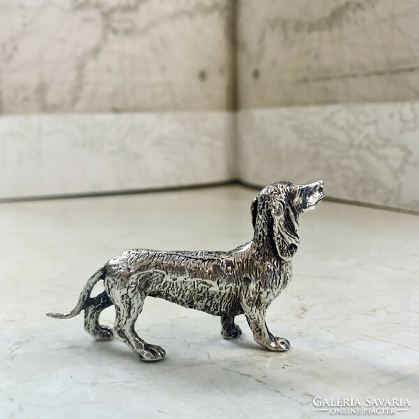 800 silver dachshund figure, with Hungarian hallmark, video available