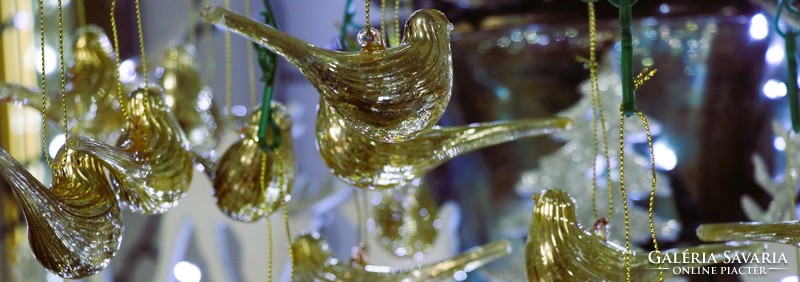 6 Pieces of gold-colored glass bird Christmas tree decoration ii.