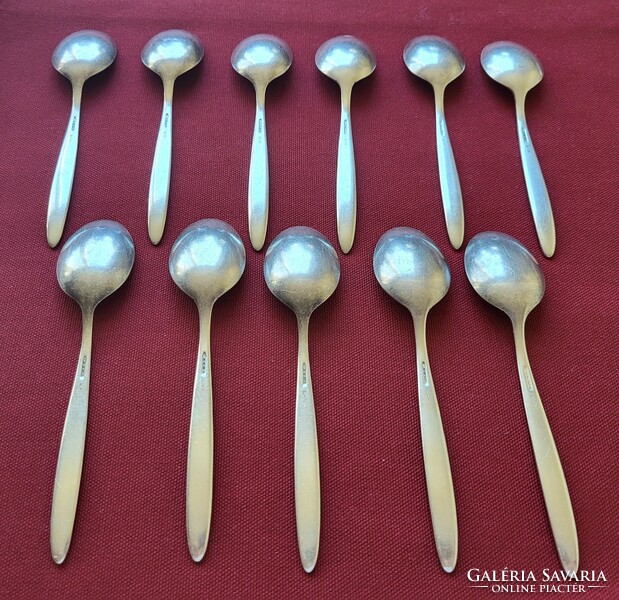 11 silver-plated small spoons, cake forks, oka 90-21 markings, silver-colored cutlery