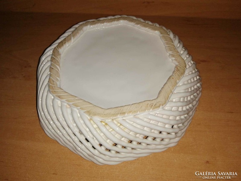Bodrogkeresztúr ceramic bowl with openwork edge - dia. 20.5 cm (n)