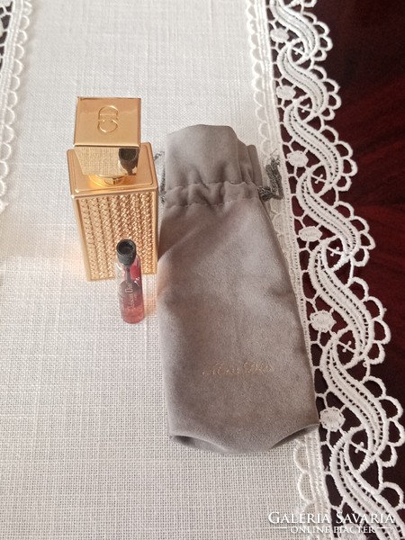 Jelzett aranyozott Christian Dior - Miss Dior parfum tartó jelzett zsákjával + Poison miniüveg
