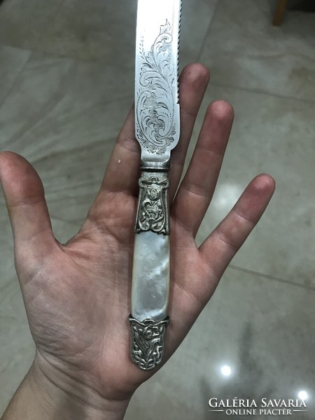 Art nouveau ezüst kés gyöngyház nyéllel levélbontó