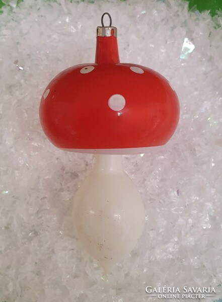 Old glass mushroom Christmas tree decoration, large