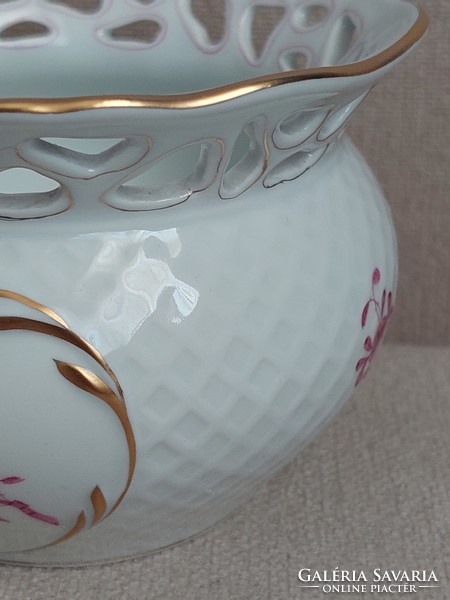 Apponyi mintás herendi porcelán áttört szélű váza hibátlan állapotban
