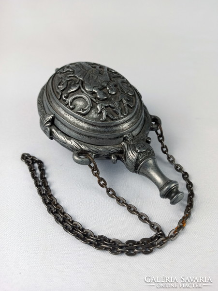 Replica pewter gunpowder holder, decorative object