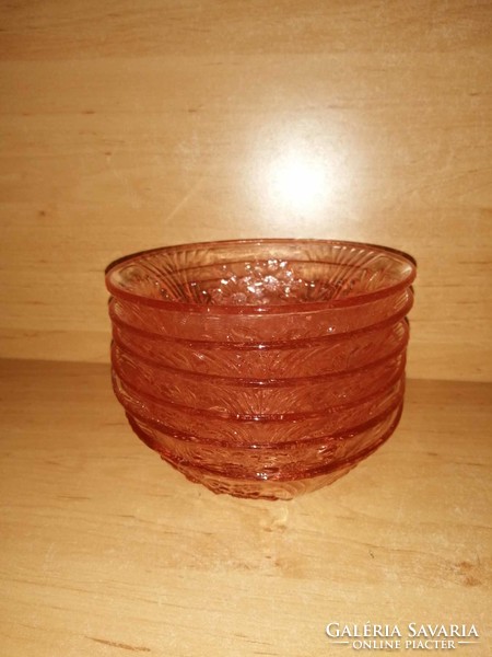 Coral colored glass small plates, dessert bowls 6 pcs in one (26/d)