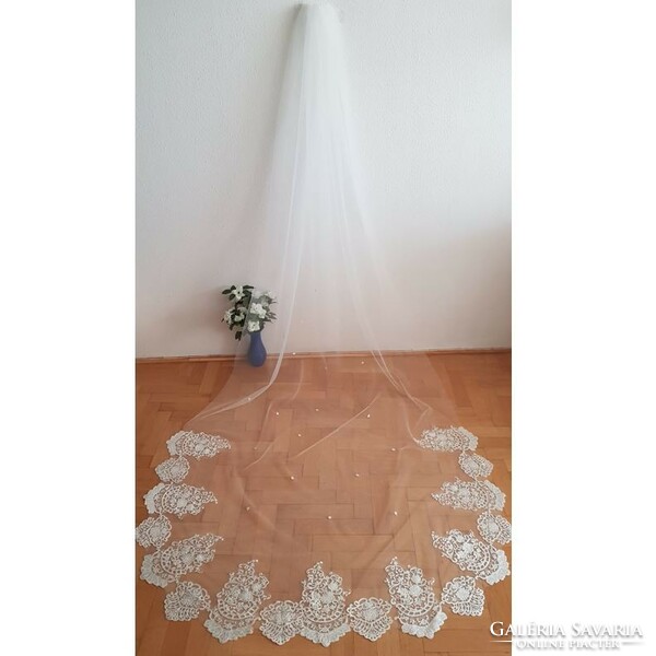 New Handmade 1 Ply Lace Edge Ecru Bridal Veil 3 Meters (95.2)