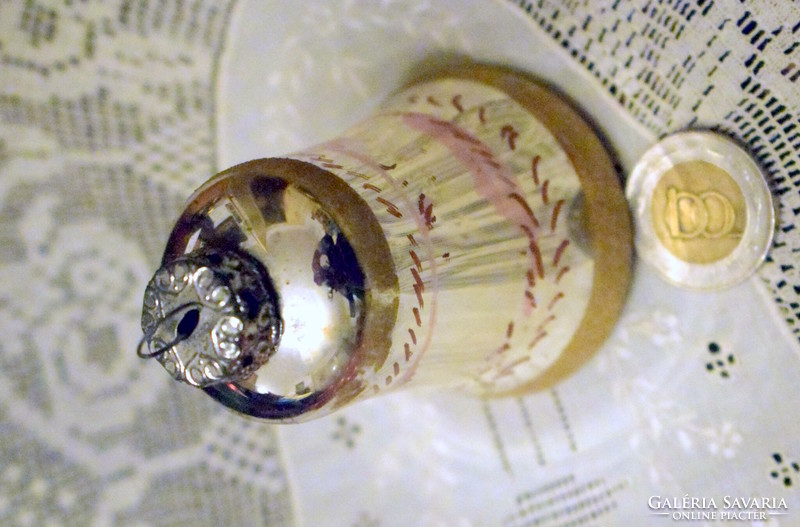 Régi nagyméretű német  üveg harang csengő karácsonyfadísz