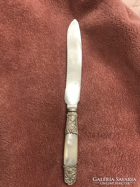Art nouveau silver knife with mother-of-pearl handle leaf opener