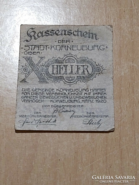 Austria 10 heller 1920 Korneuburg notgeld