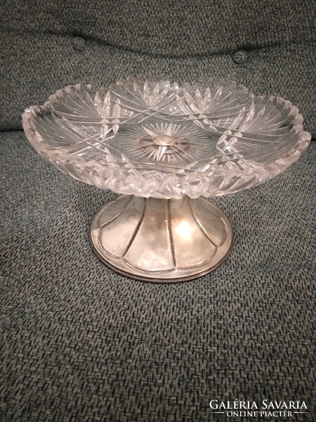 Crystal tray with metal base