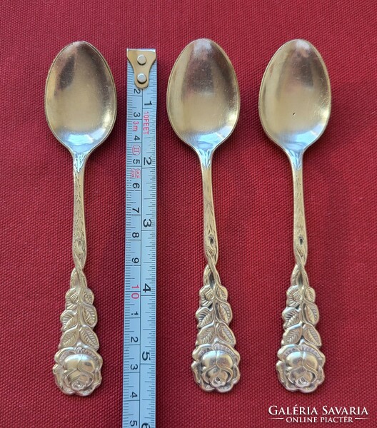 3 silver-plated rose spoons with bmf 100 marking cutlery silver color