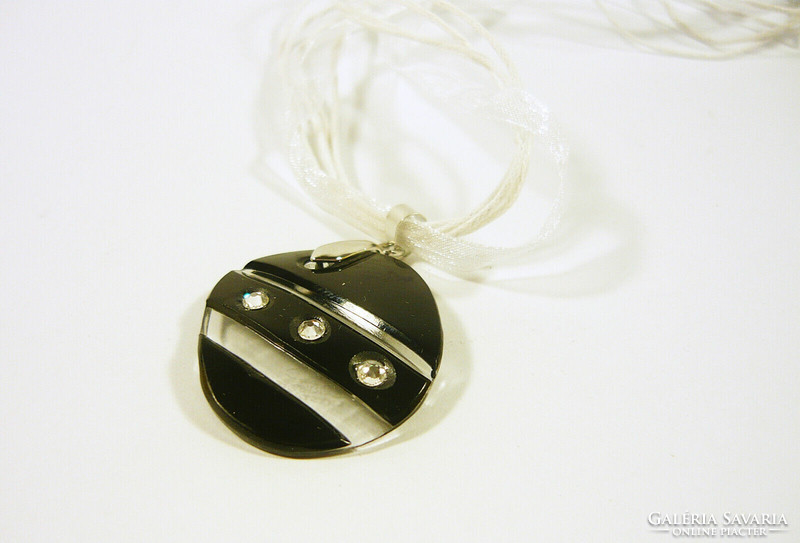 Ajka, black, hand polished, lead crystal necklace pendant! (Bt008)