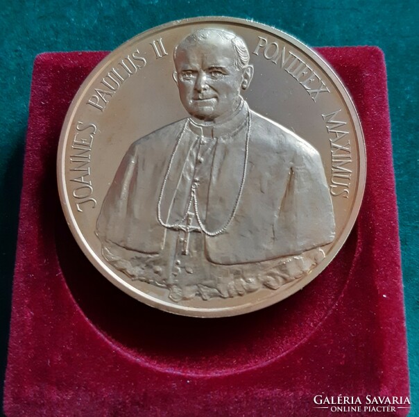 Sandor Kiss: ii. Pope János Pál in Szombathely, 1991, 65 mm gold-plated medal in its original box