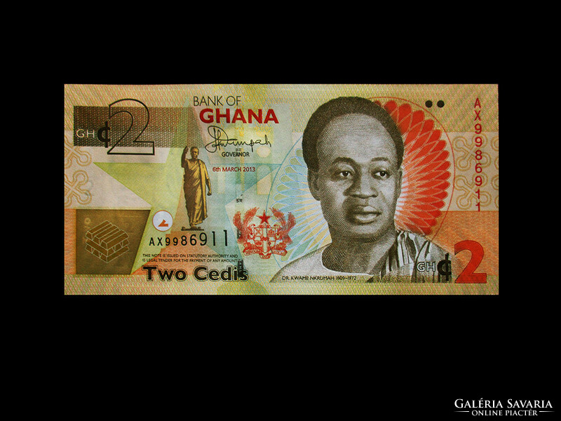 Unc - 2 cedis - Ghana - 2013 (with portrait of Kwame Nkrumah) read!