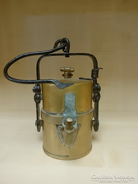 Antique copper carbide mining lamp