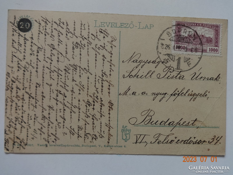 Régi képeslap: Sopron, Vármegyeháza (1929)