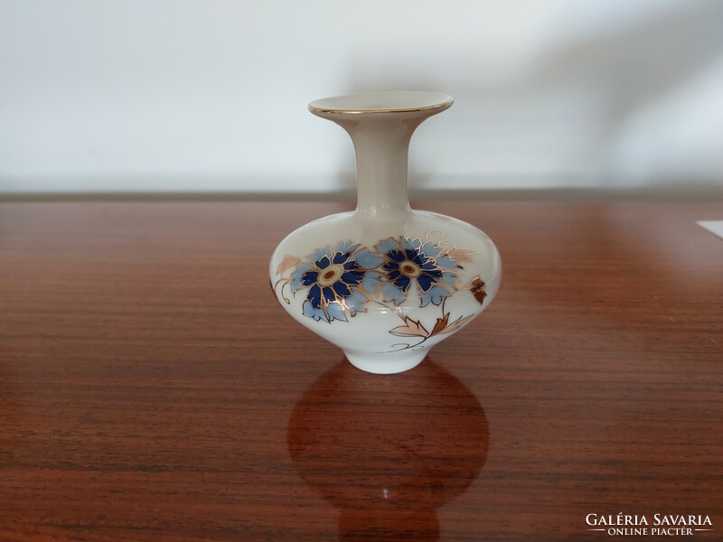 Old Zsolnay porcelain vase with blue cornflower pattern