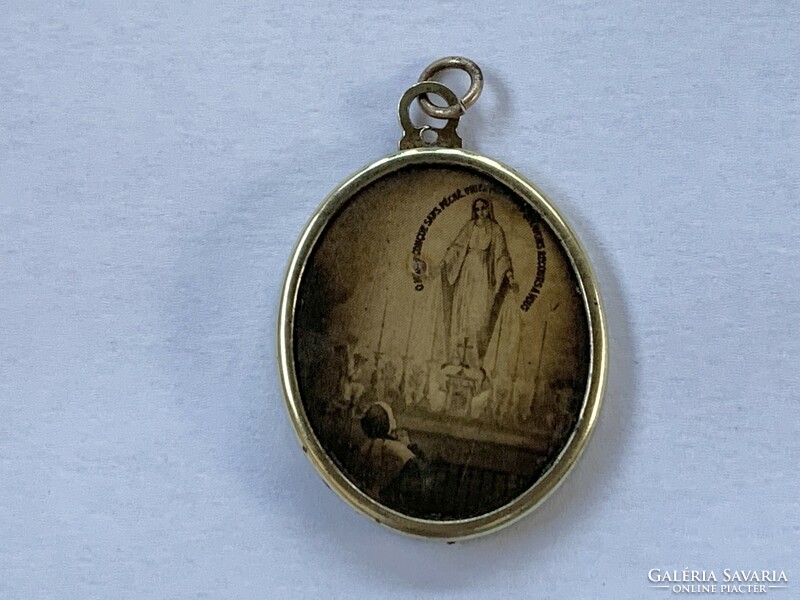 Antique marked grace pendant, Virgin Mary, apparition, gold-plated, silver-plated